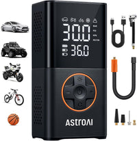 L7 Tire Inflator Portable Air Compressor Cordless Mini Bike Pump with Digital Dual Values Display, 150 PSI Car Tires Air Pump with LED Lights&Pressure Gauge for Auto, Motorcycles, Bikes, Balls